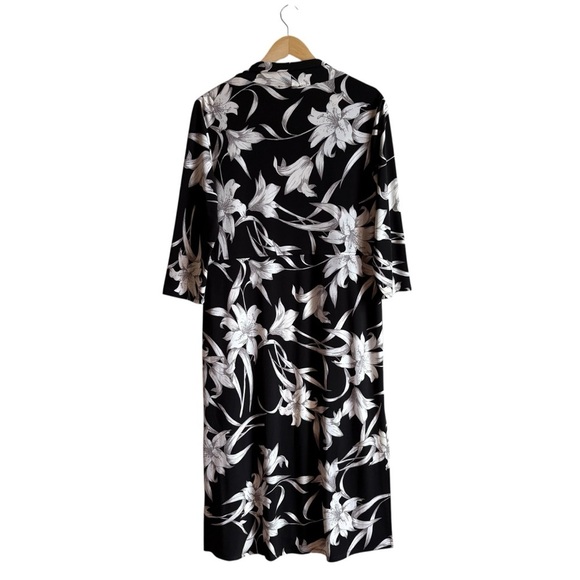 Joseph Ribkoff Black and White Floral LDS Cover Up Size 10 Kimono Cardigan - Picture 6 of 10